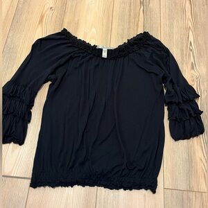American Rag Black Ruffled Blouse